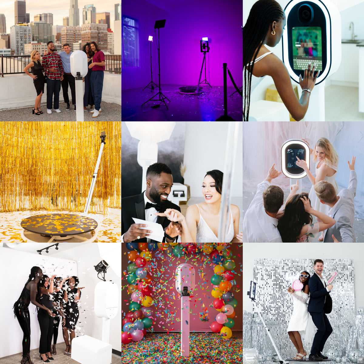 360-photo-booth-business-marketing-materials-at-use-by-collage-of-photo-booth-owners-and-customers-3x3-collage